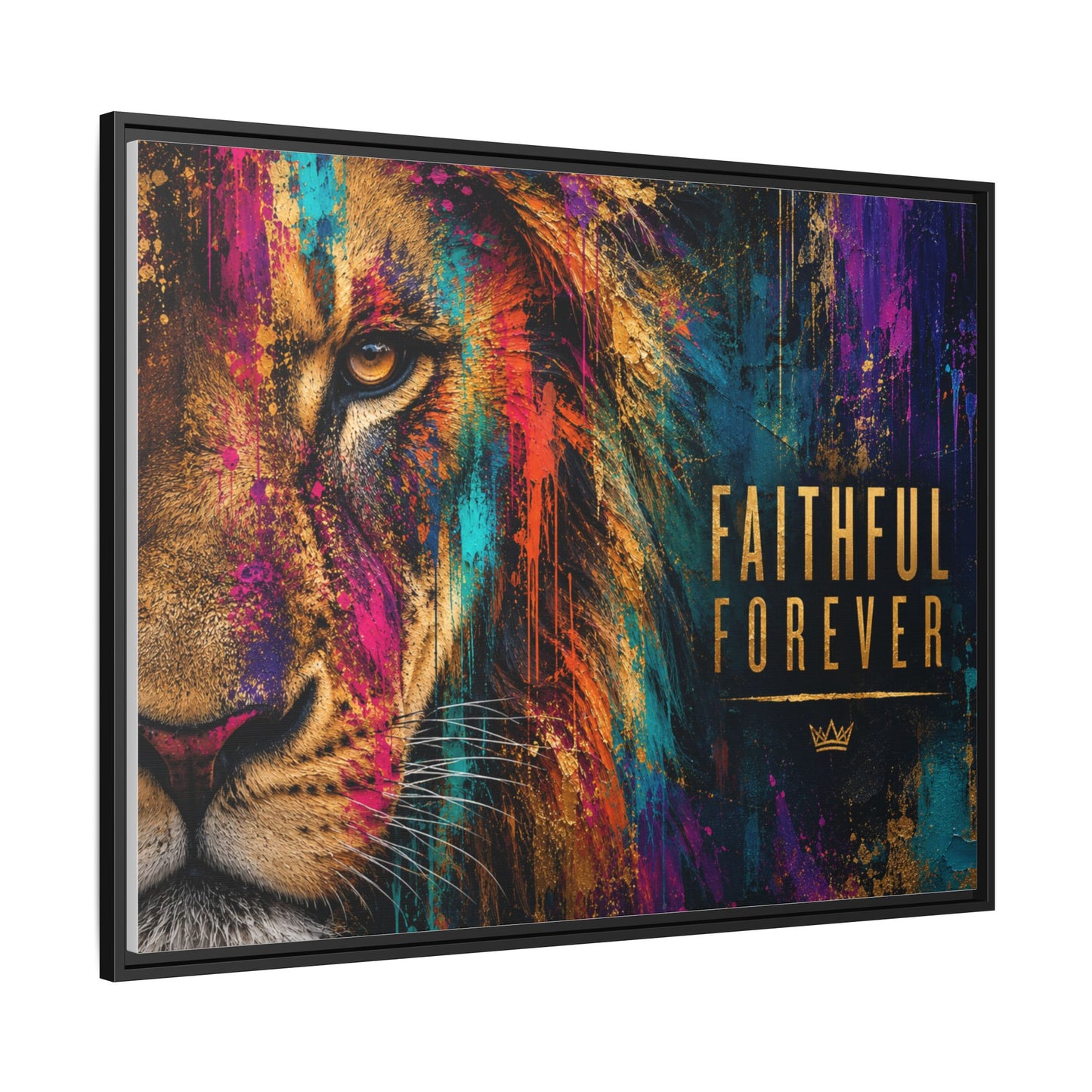 Colorful Christian Lion Wall Art – Faithful Forever – Covenant Collection Canvas
