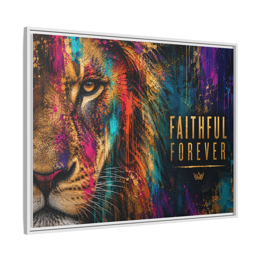 Vibrant Lion Faith Wall Art – Faithful Forever – Museum Quality Canvas Print