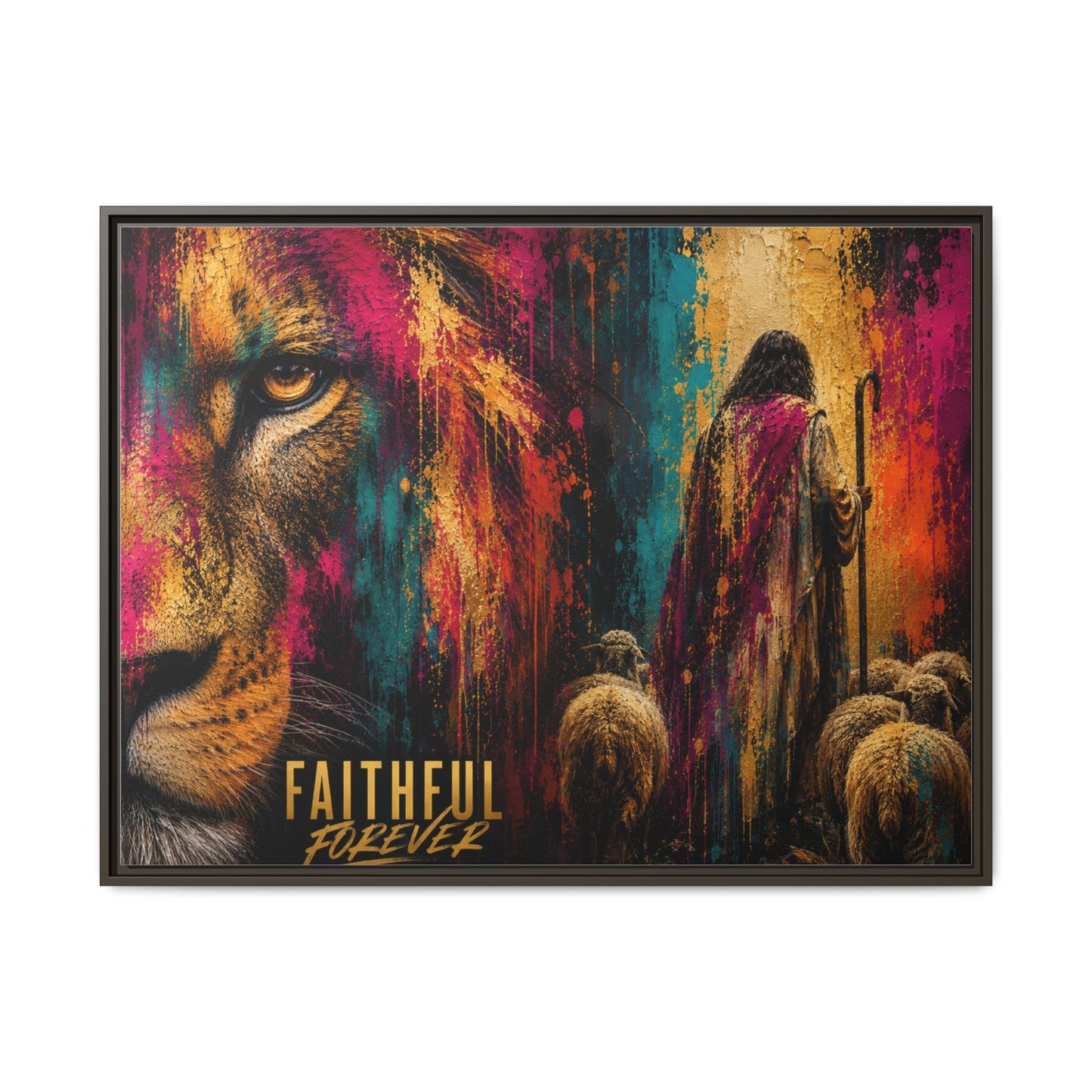 Faithful Forever Wall Art – 40x30 Framed Canvas – Luxury Faith Wall Art
