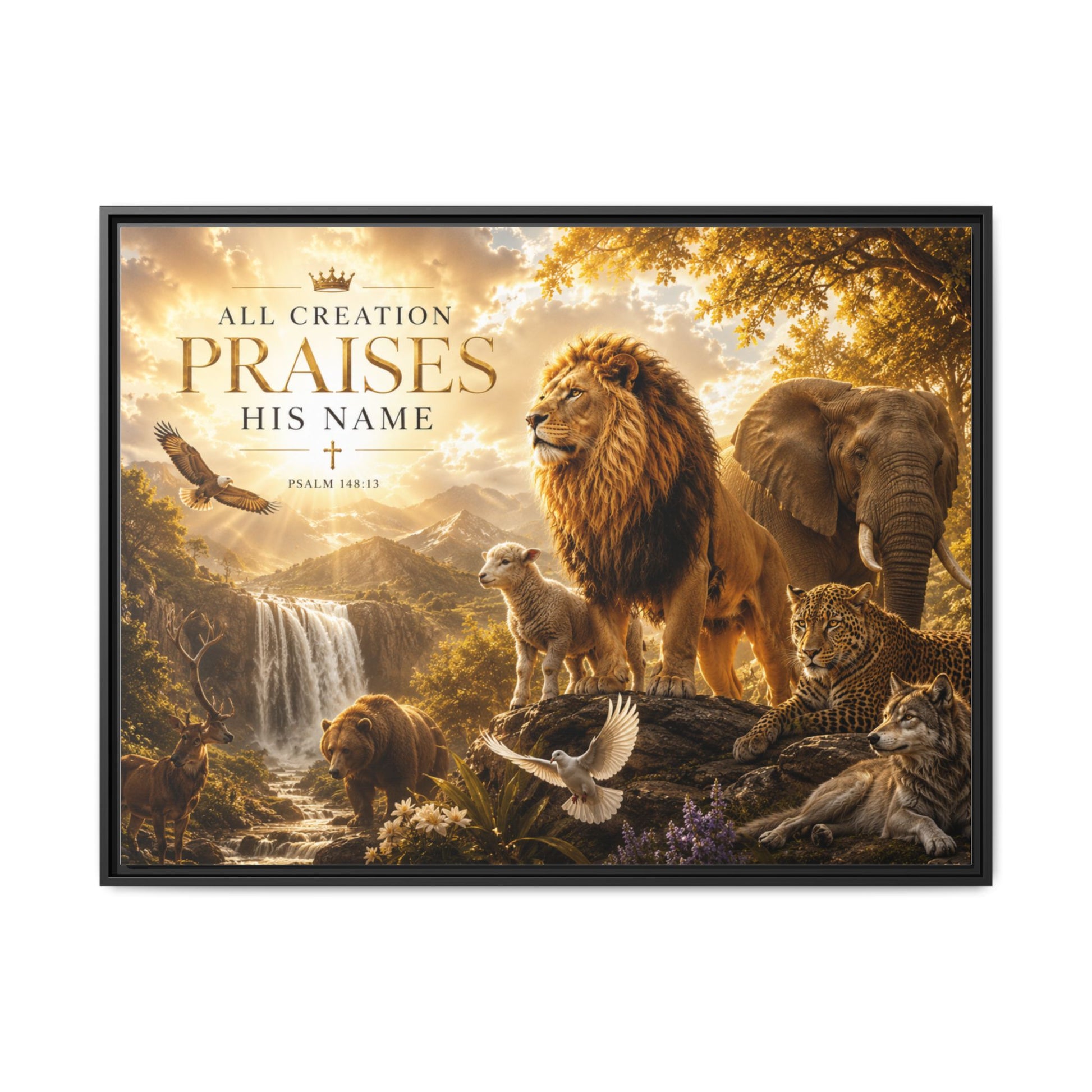 All Creation Praise His Name Canvas – Faith Wildlife Portrait – Luxury Home Decor

