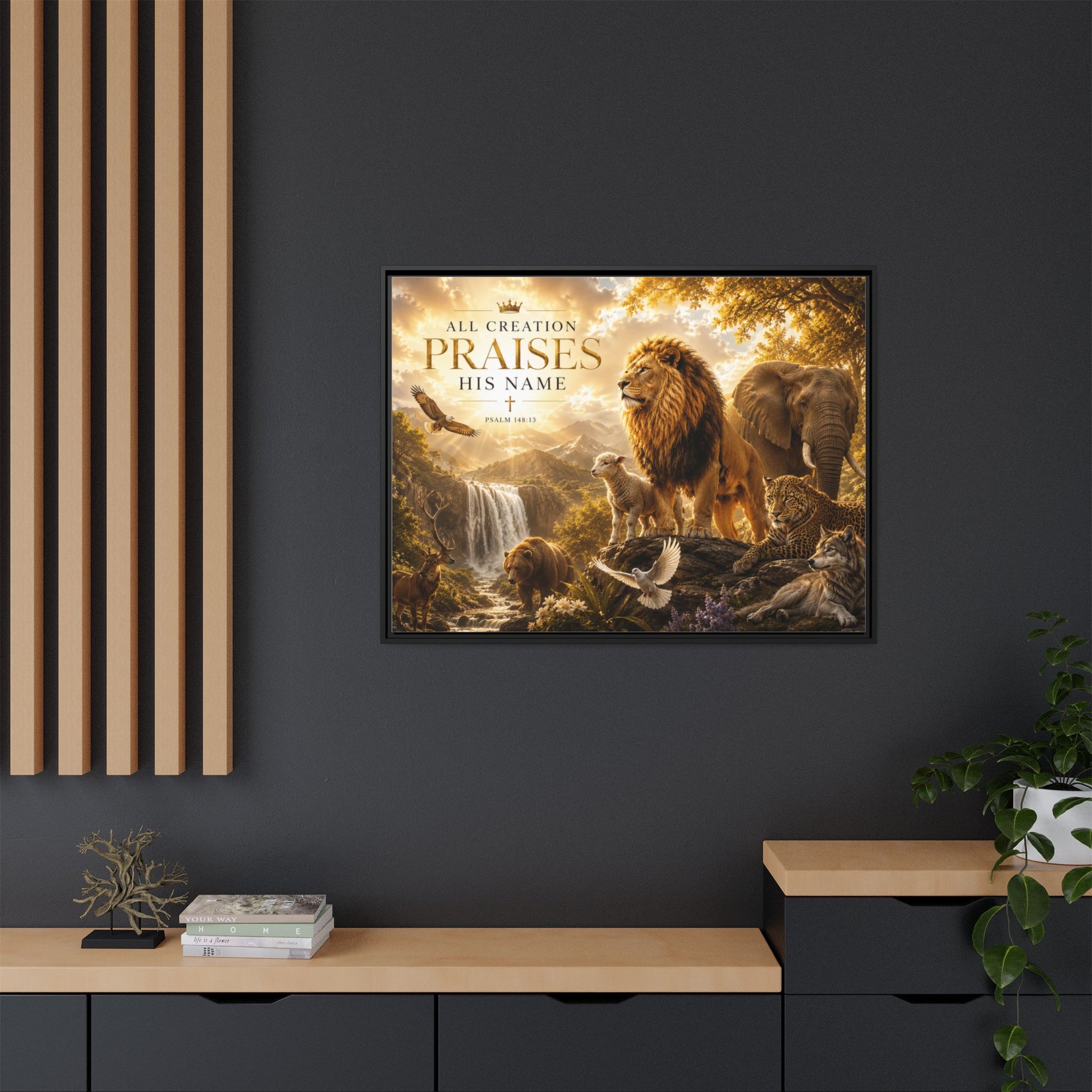 All Creation Praise His Name Canvas Print – Faith Wildlife Portrait – Home Office Decor