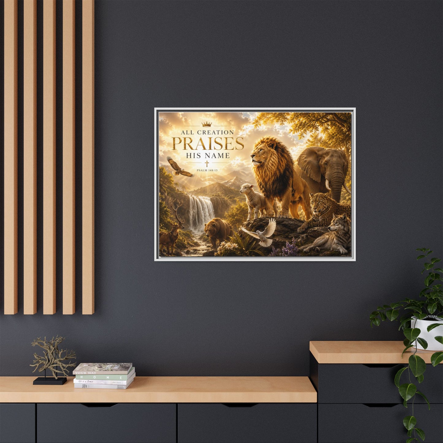 All Creation Praise His Name Wall Art – Scripture Wildlife Canvas – Luxury Decor