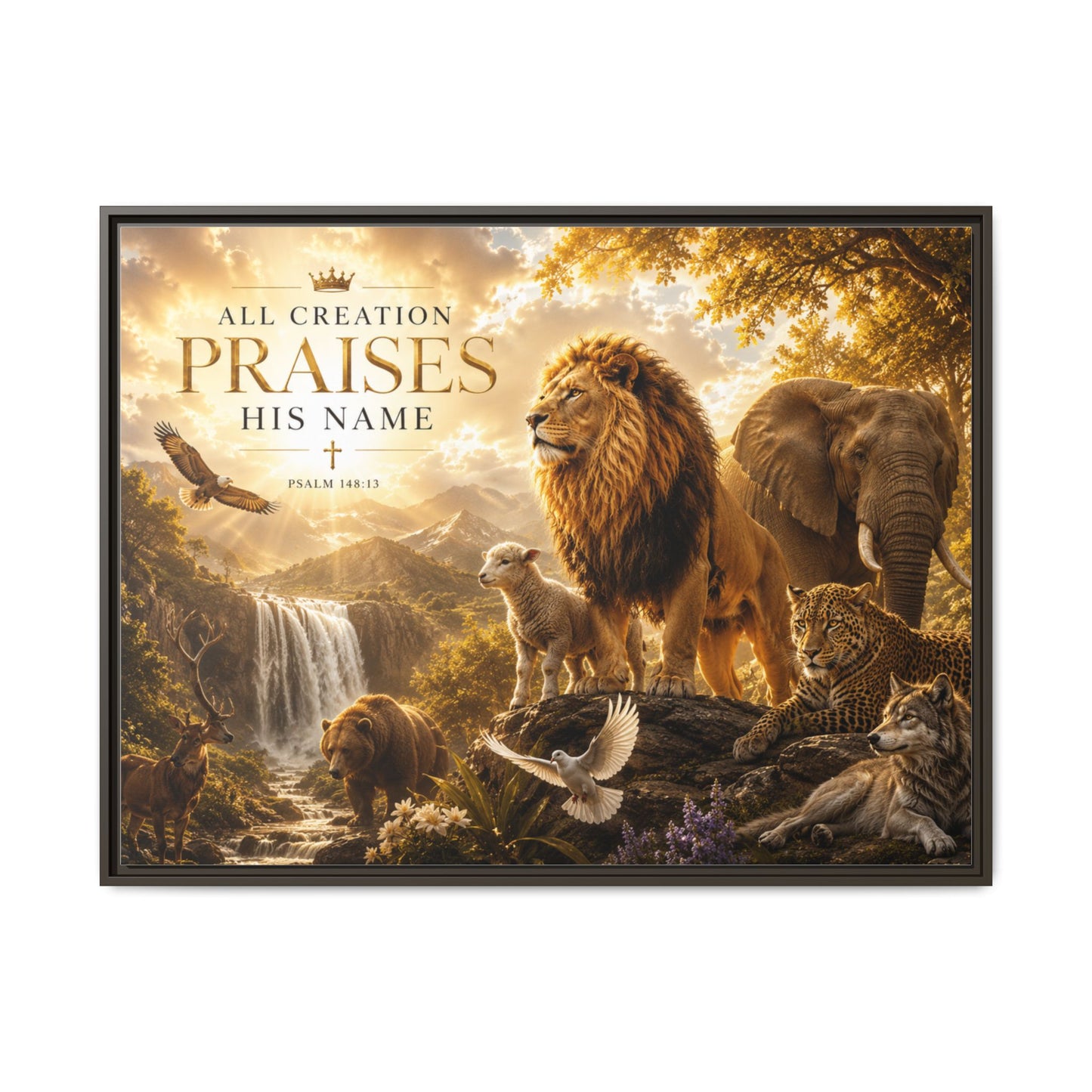 Framed All Creation Praise His Name Wall Art – Museum Quality Matte Canvas – Living Room Decor