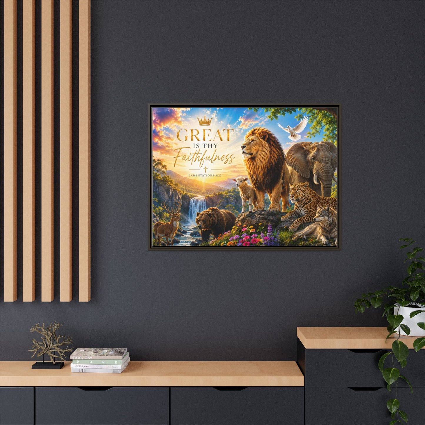 Great Is Thy Faithfulness Canvas Print – Faith Wildlife Portrait – Premium Framed Wall Art