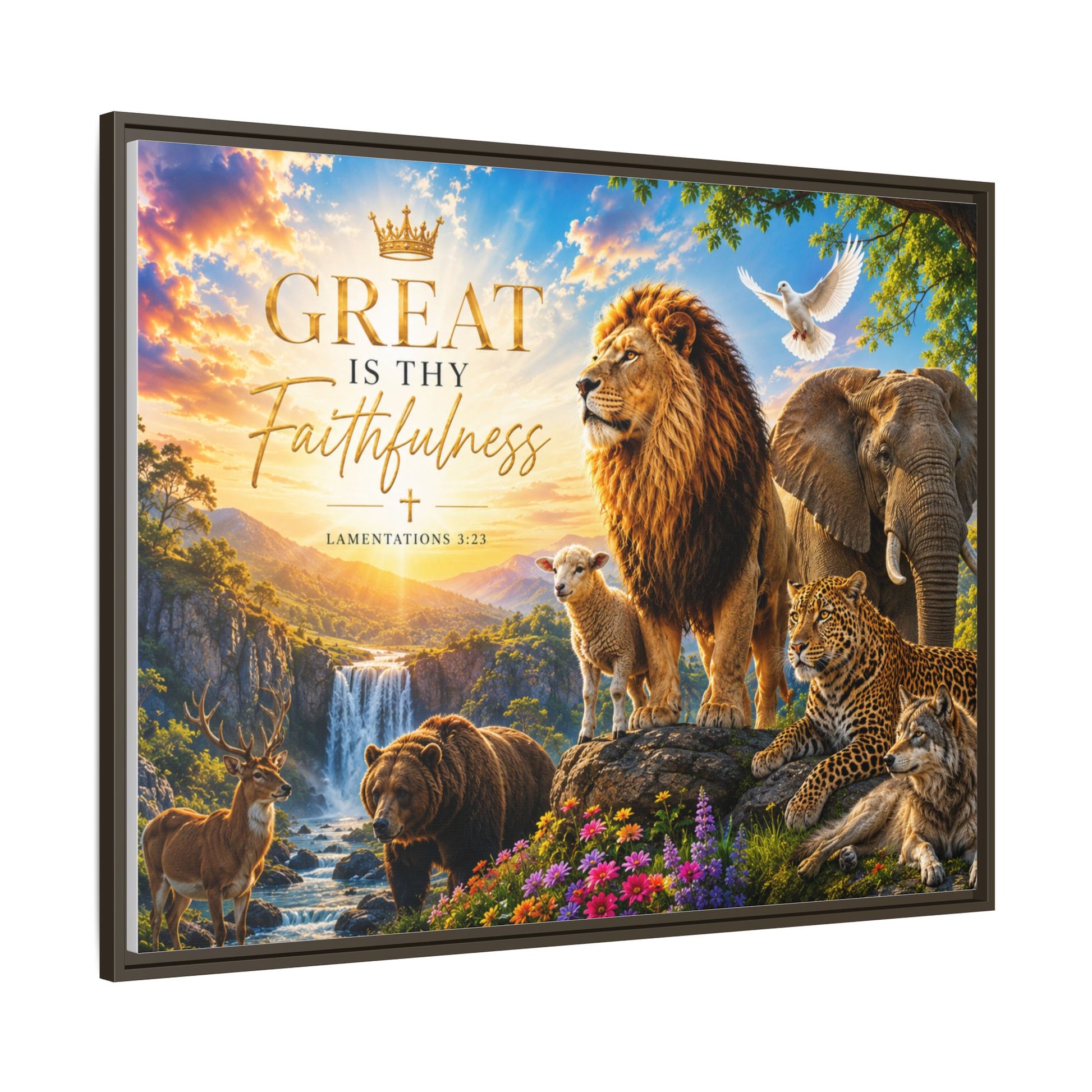 Great Is Thy Faithfulness Wall Art – Bold Faith Statement – Framed Matte Canvas
