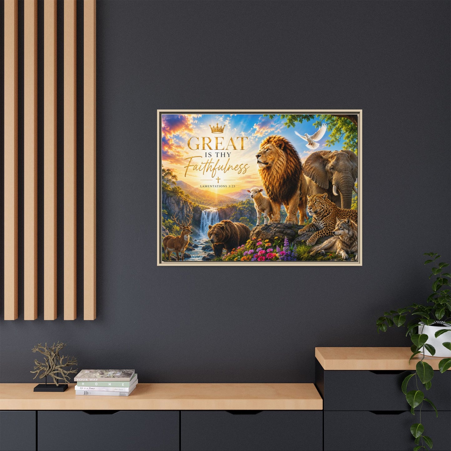 Great Is Thy Faithfulness Wall Art – Framed Matte Canvas – Christian Home Decor